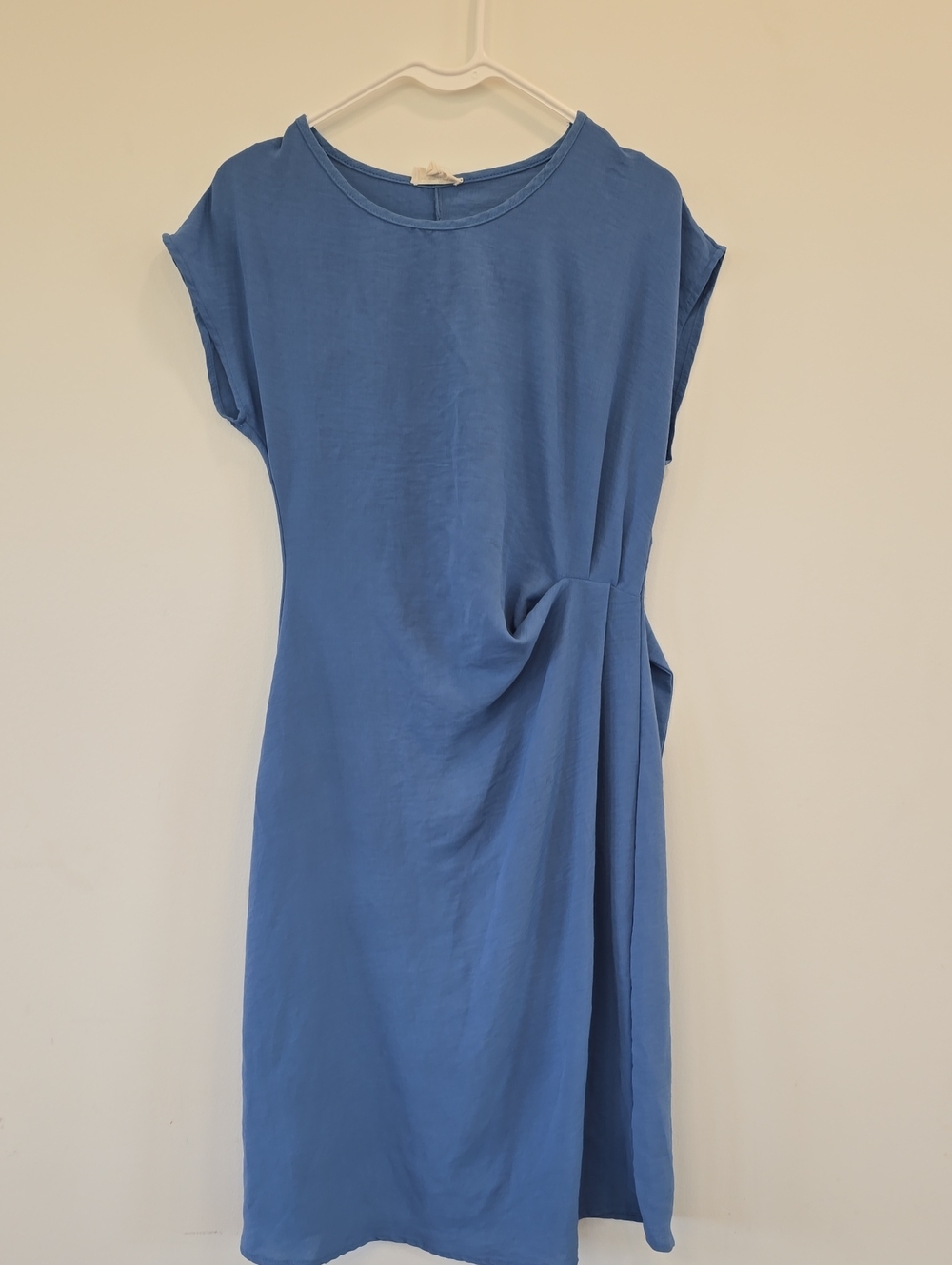 See You Monday Dusty Blue Midi Dress with Side Twist